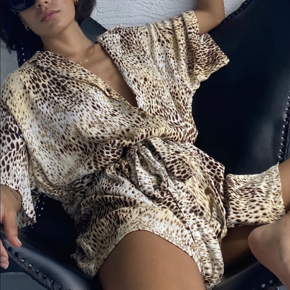 Motel Animal Print Shirt Dress